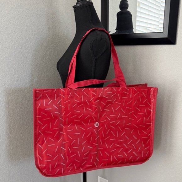 LULULEMON Extra Large Red Reusable Shopping Tote Bag XL - Picture 2 of 11